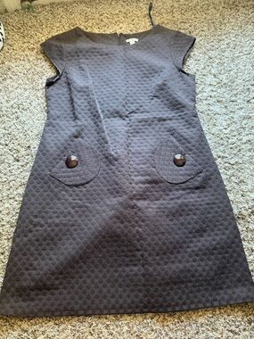 Kim Rogers Charcoal Textured Mini Shift Dress with Pocket Buttons